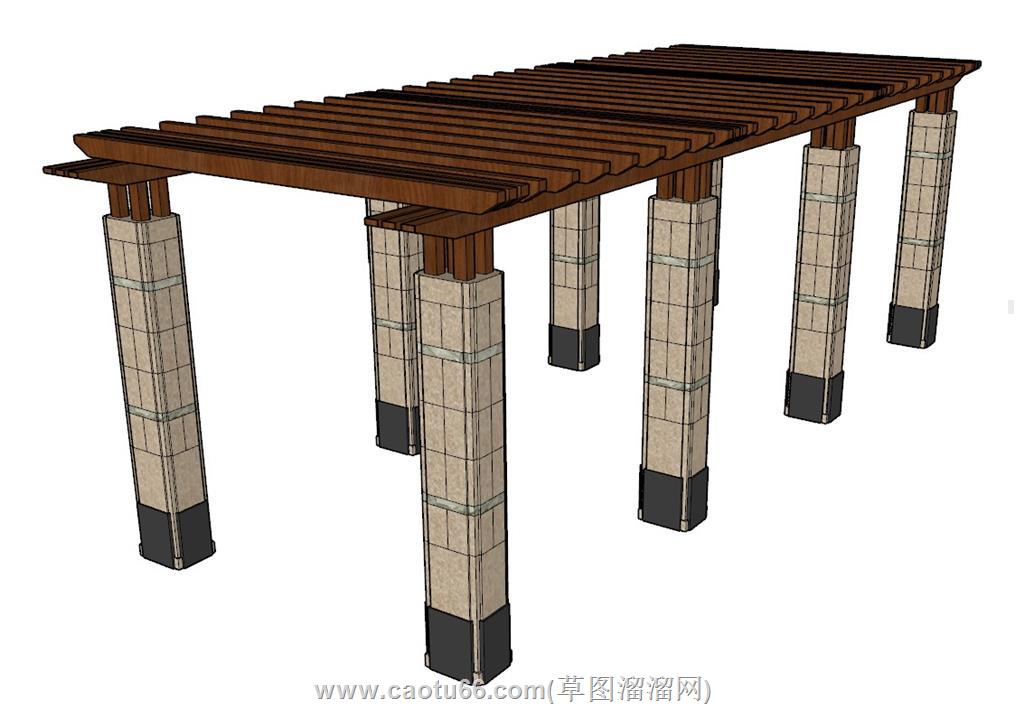 廊架SU模型