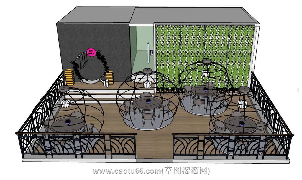 露台栏杆卡座SU模型