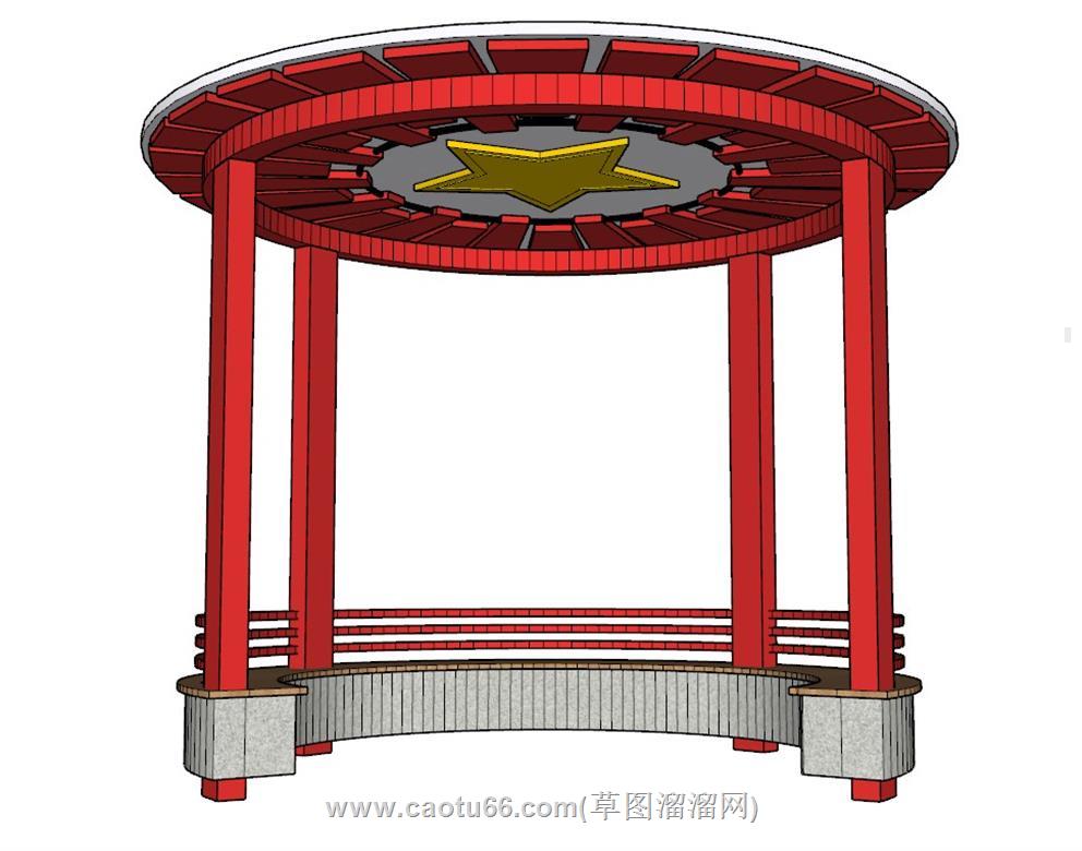 党建亭子SU模型