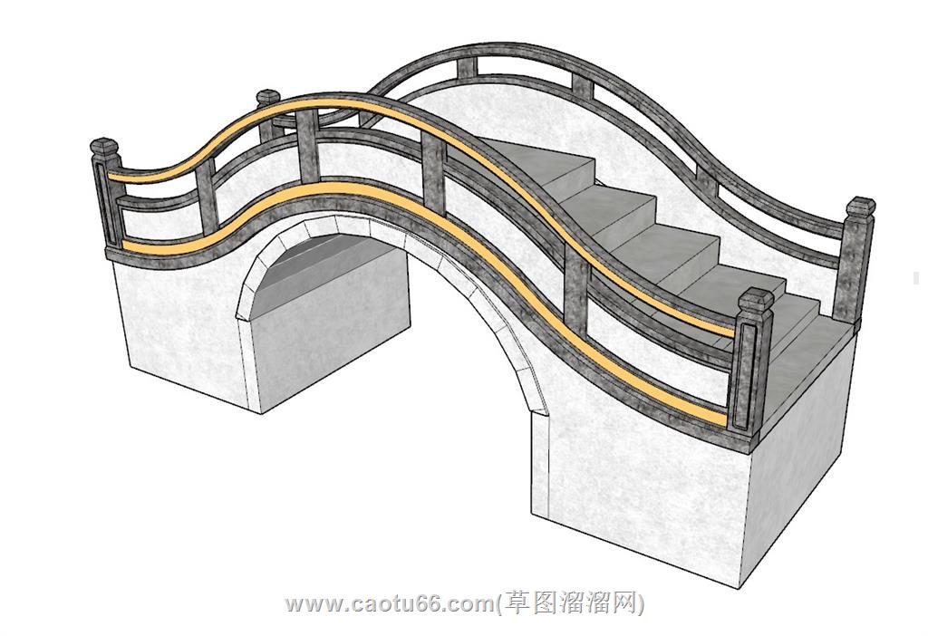 中式小桥石桥SU模型