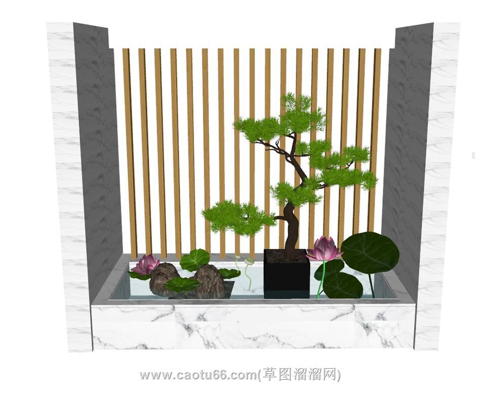 迎客松荷花池景观SU模型