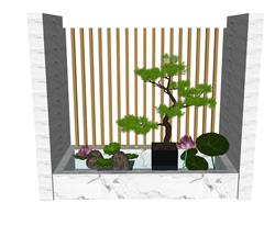 迎客松荷花池景观SU模型
