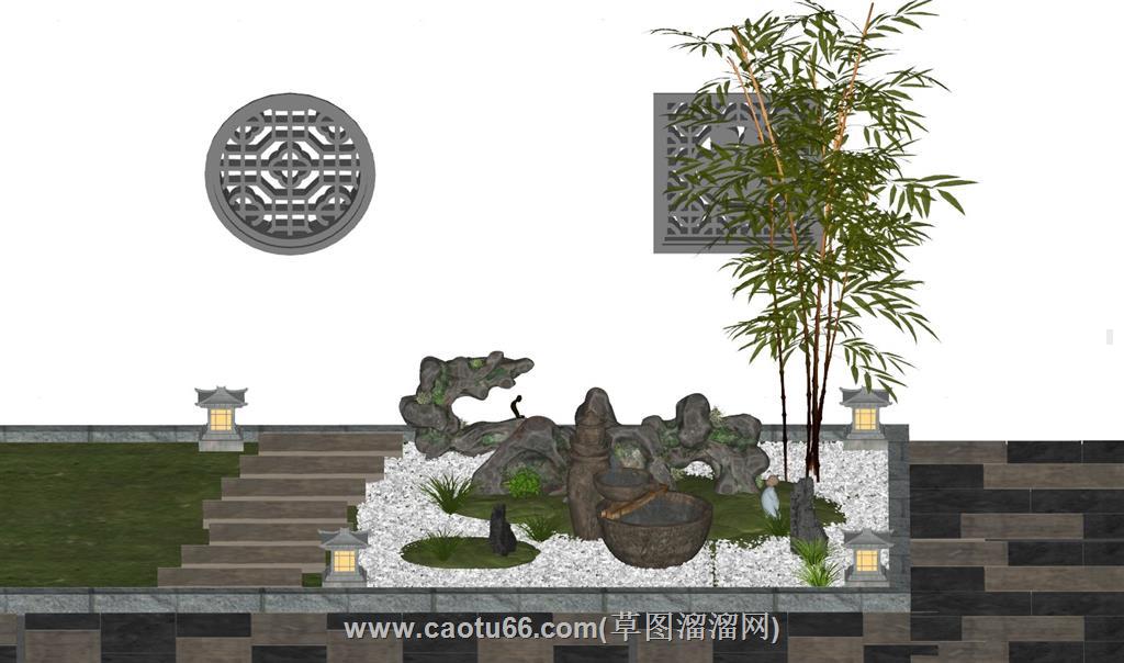 中式庭院景观SU模型