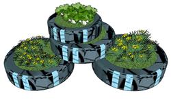 轮胎景观植物SU模型