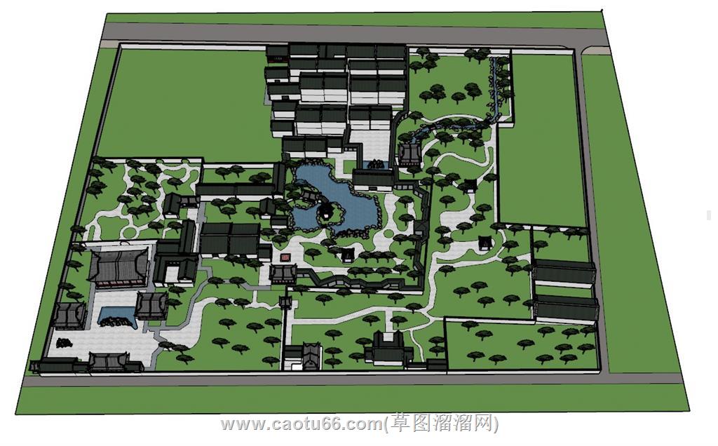中式公园亭子SU模型