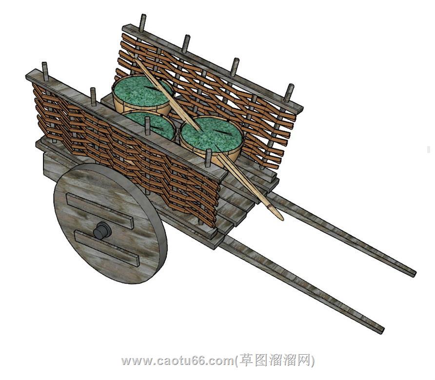 乡村农具牛车SU模型