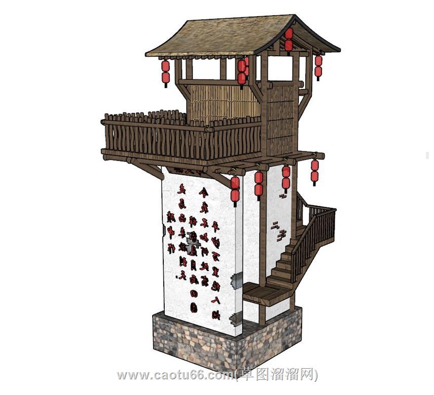 乡村观景台SU模型