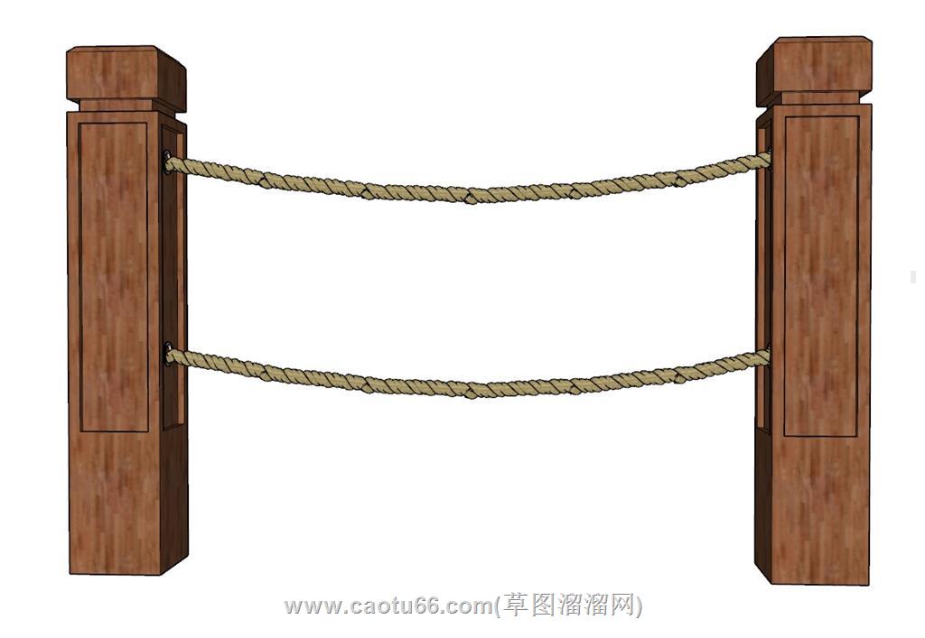 护栏麻绳栏杆SU模型