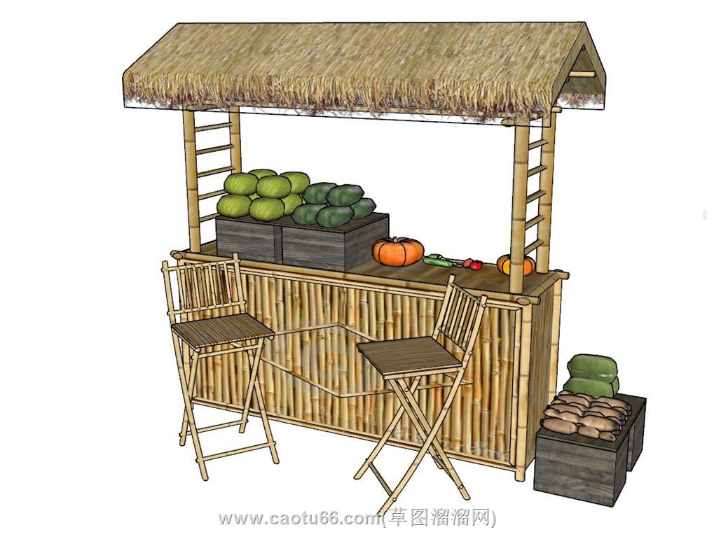 茅草贩售亭蔬菜SU模型