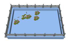 栏杆水池荷花池SU模型