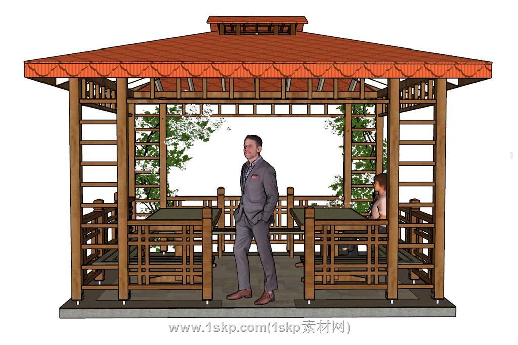 亭子蔓藤SU模型