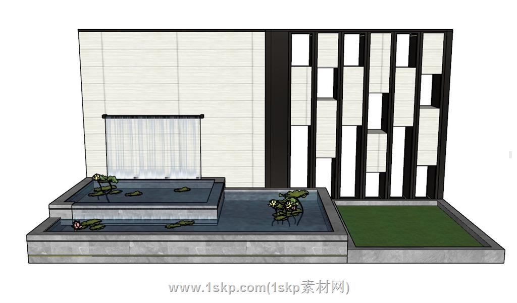 水景流水墙景观墙SU模型