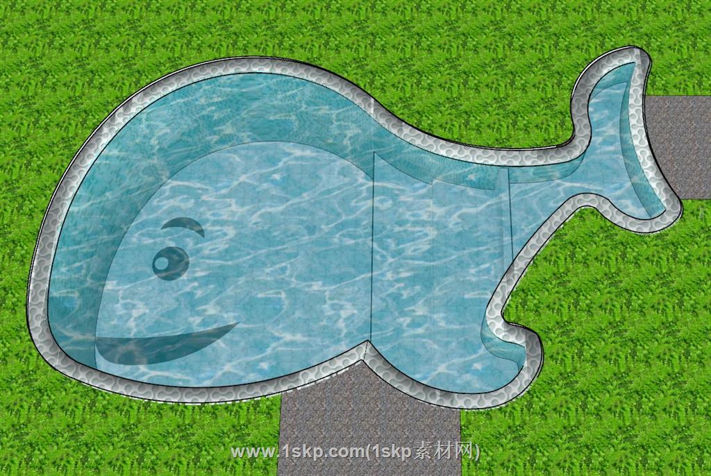 鲸鱼游泳池SU模型