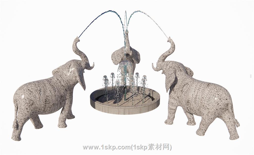 大象雕塑水景SU模型