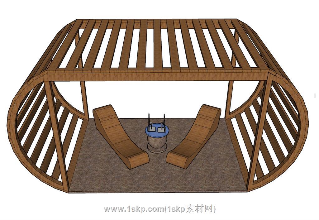 休闲廊架SU模型