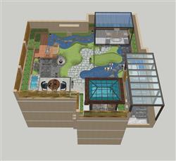 屋顶花园庭院SU模型