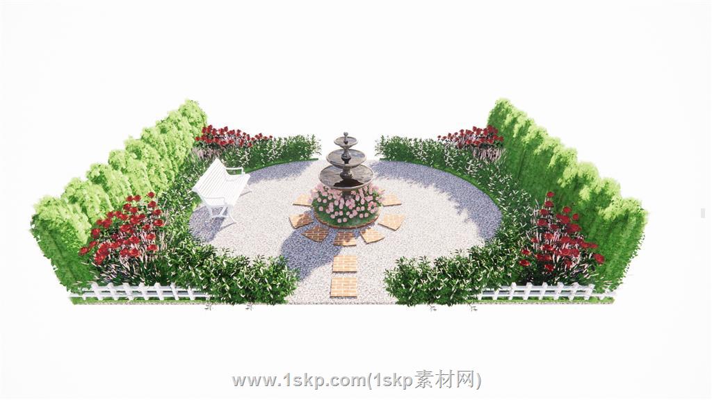 花园喷泉景观SU模型