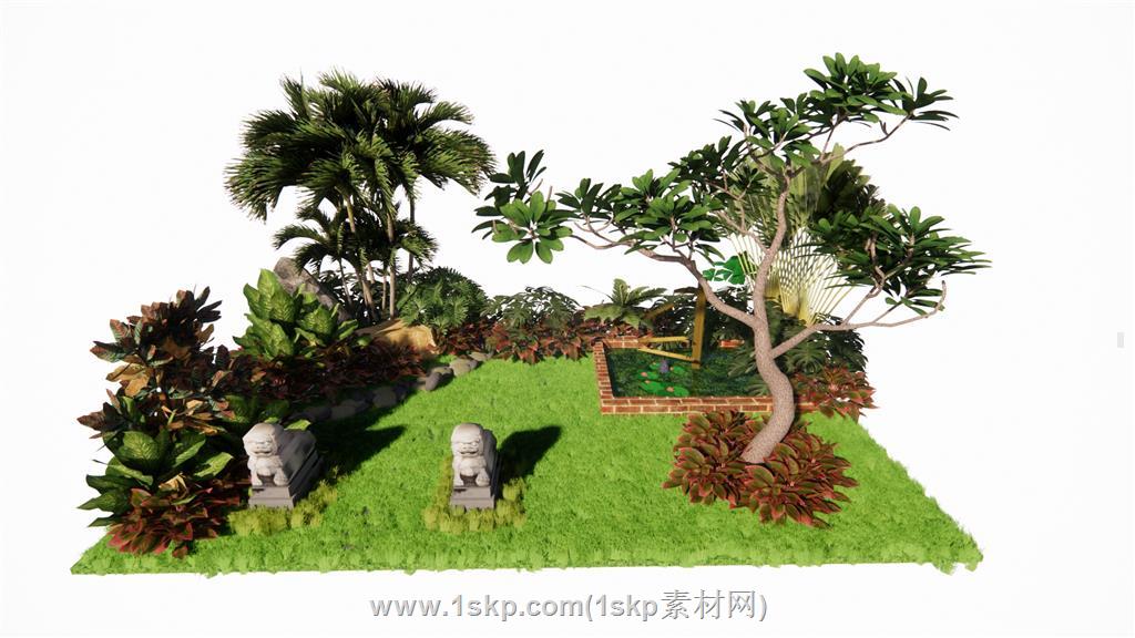 东南亚花园庭院SU模型