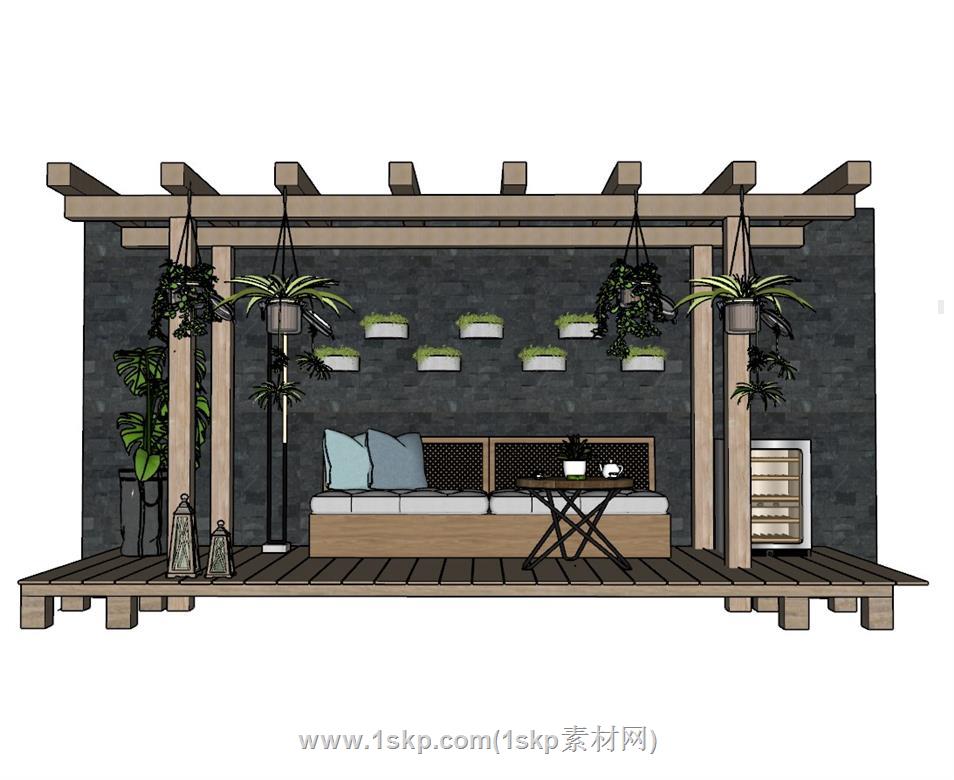 廊架棚SU模型