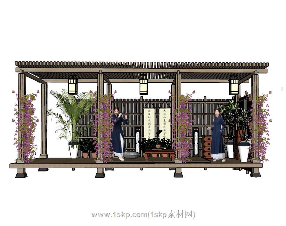 廊架棚SU模型