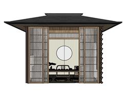 日式亭子凉亭SU模型