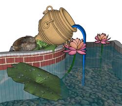 水钵水景荷花池SU模型