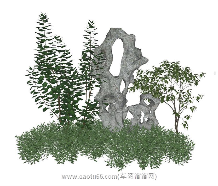 珊瑚石太湖石景观SU模型