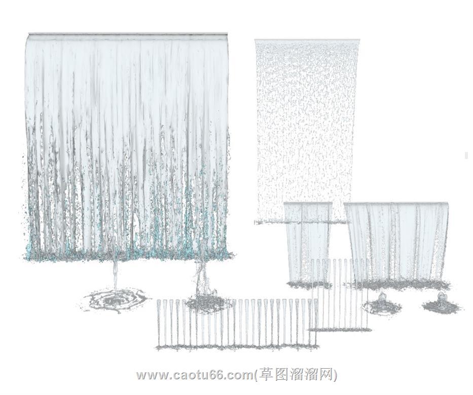 流水景观SU模型