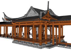 亭子廊亭SU模型 免费sketchup模型下载