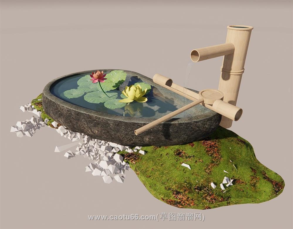 景观惊鹿流水SU模型