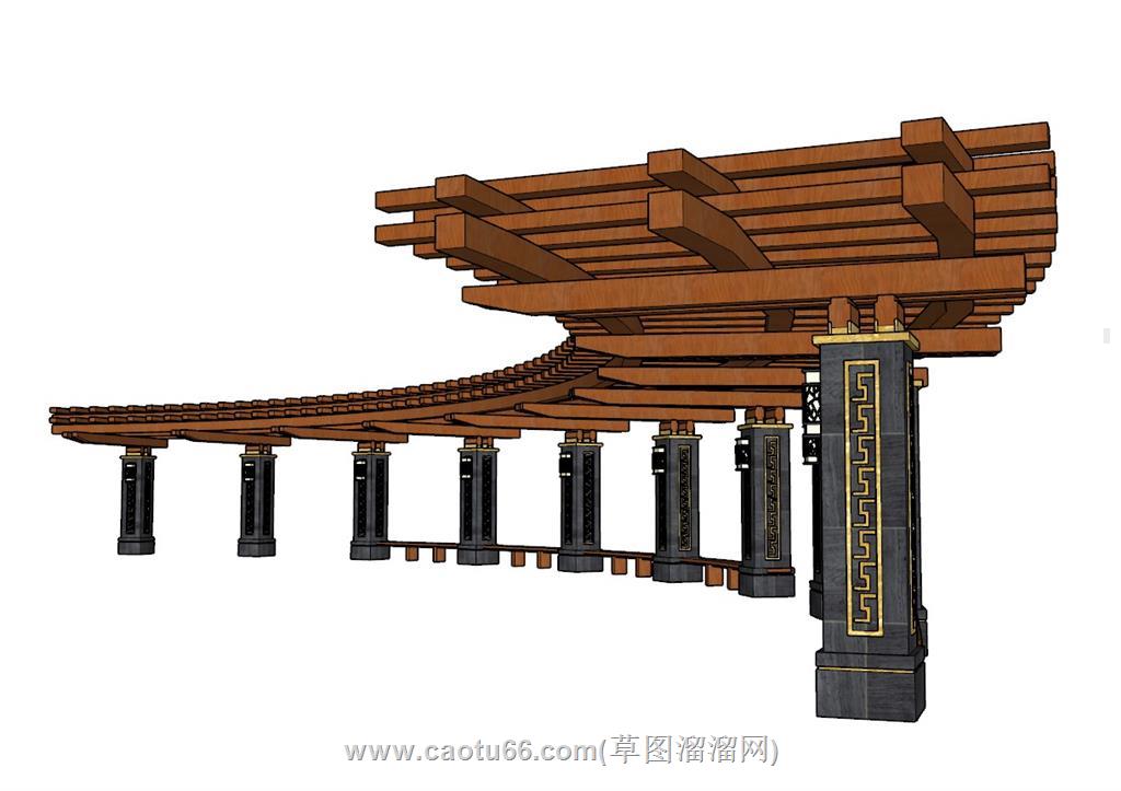 廊架SU模型
