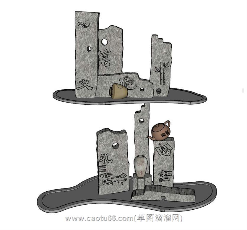 仁义礼智信雕塑SU模型