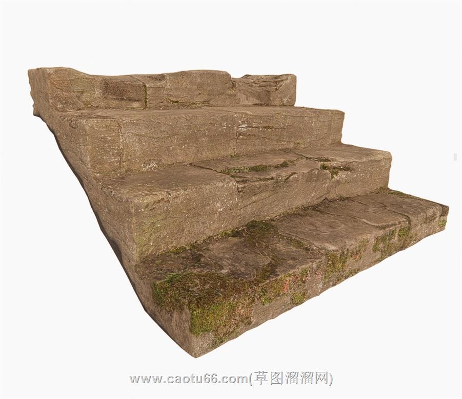 台阶石头梯步SU模型