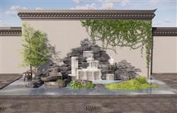 假山枯山水景观SU模型 免费sketchup模型下载