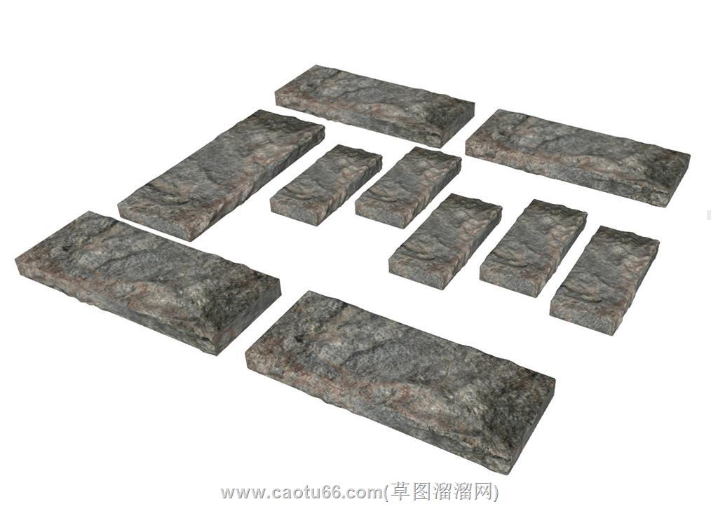 石头路青石板石板SU模型