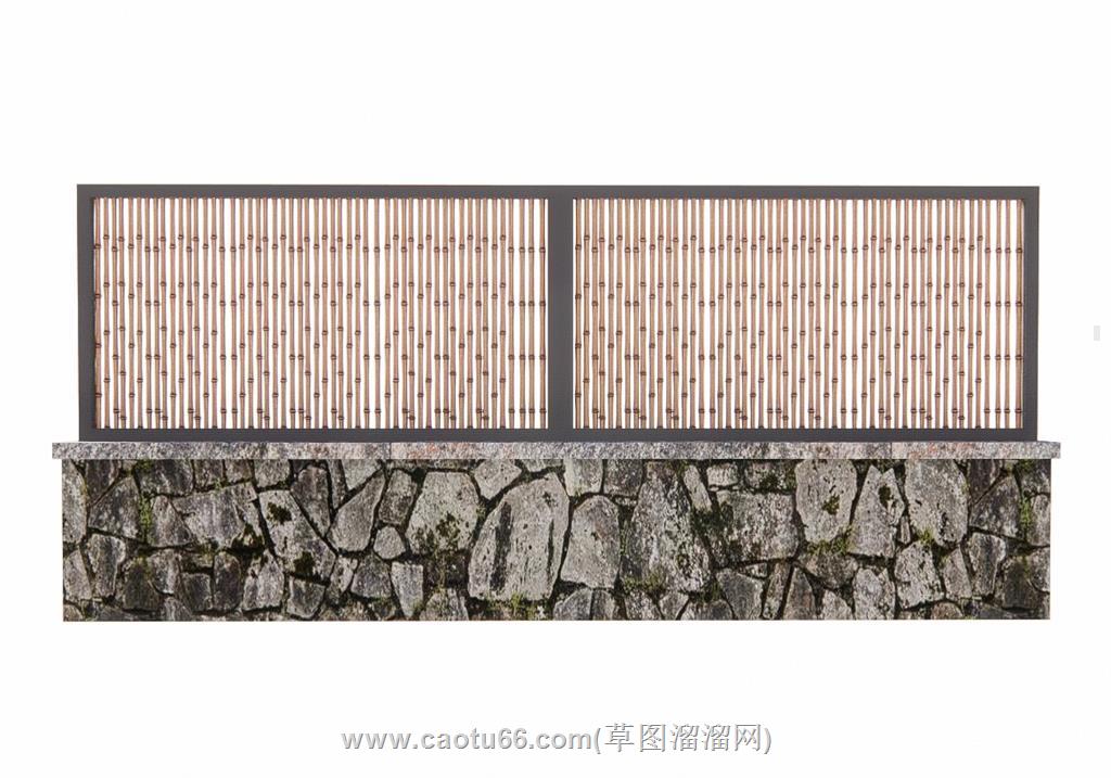 竹制围墙景墙SU模型