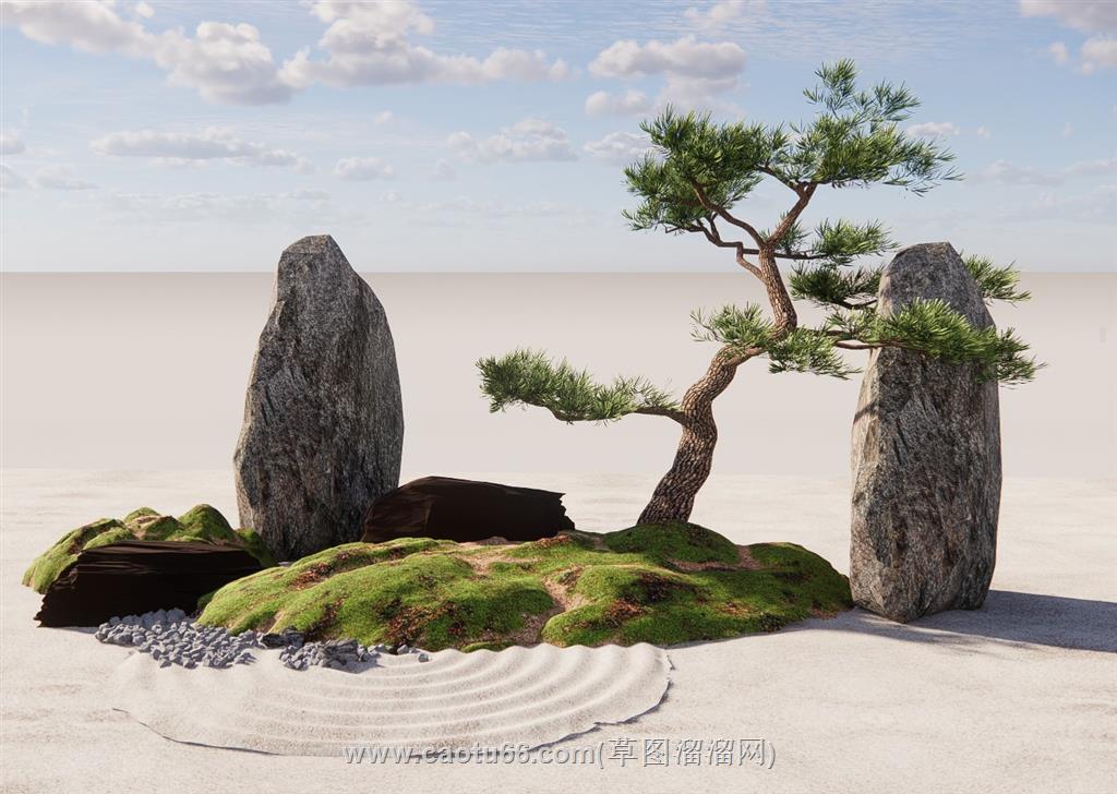 枯山水景观SU模型
