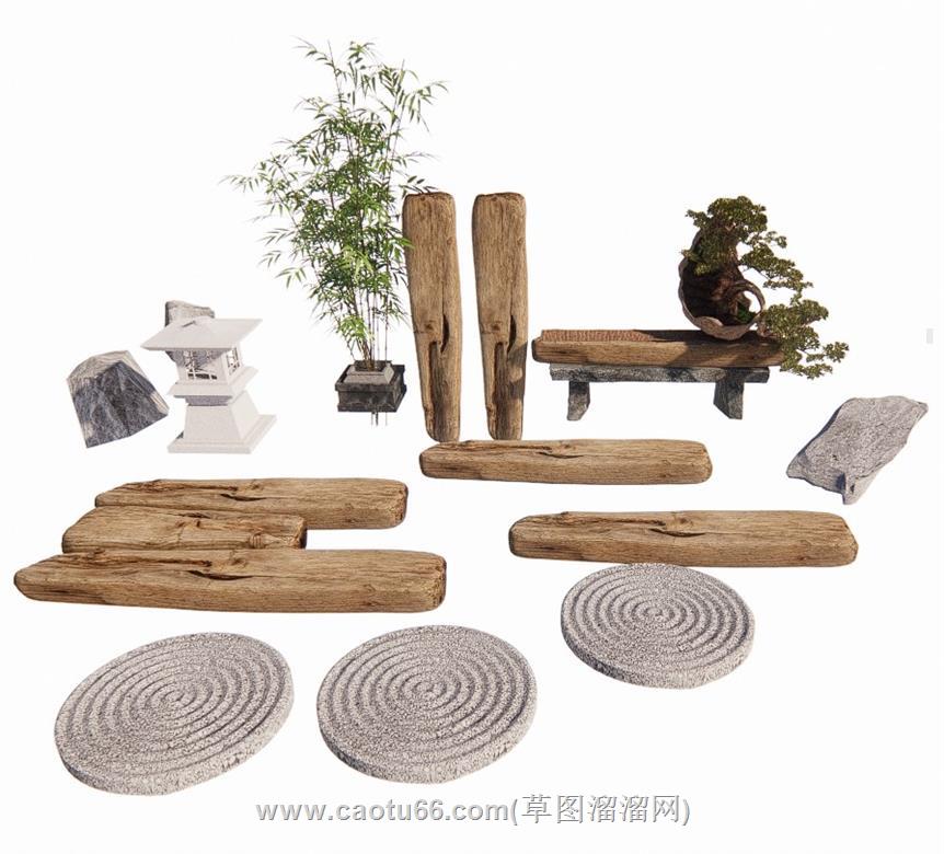 景观石石块石板SU模型