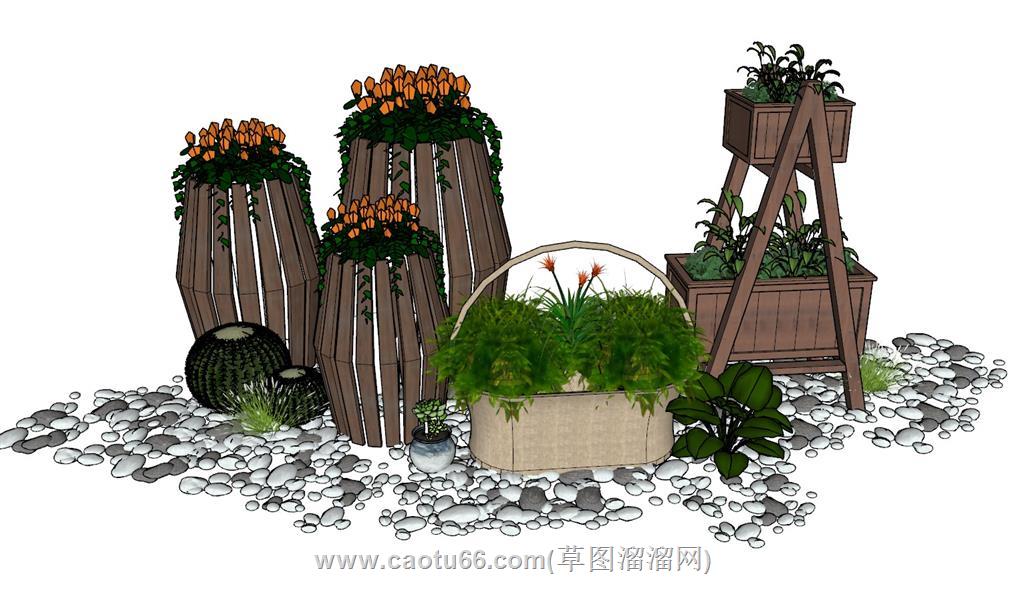 花箱植物景观SU模型
