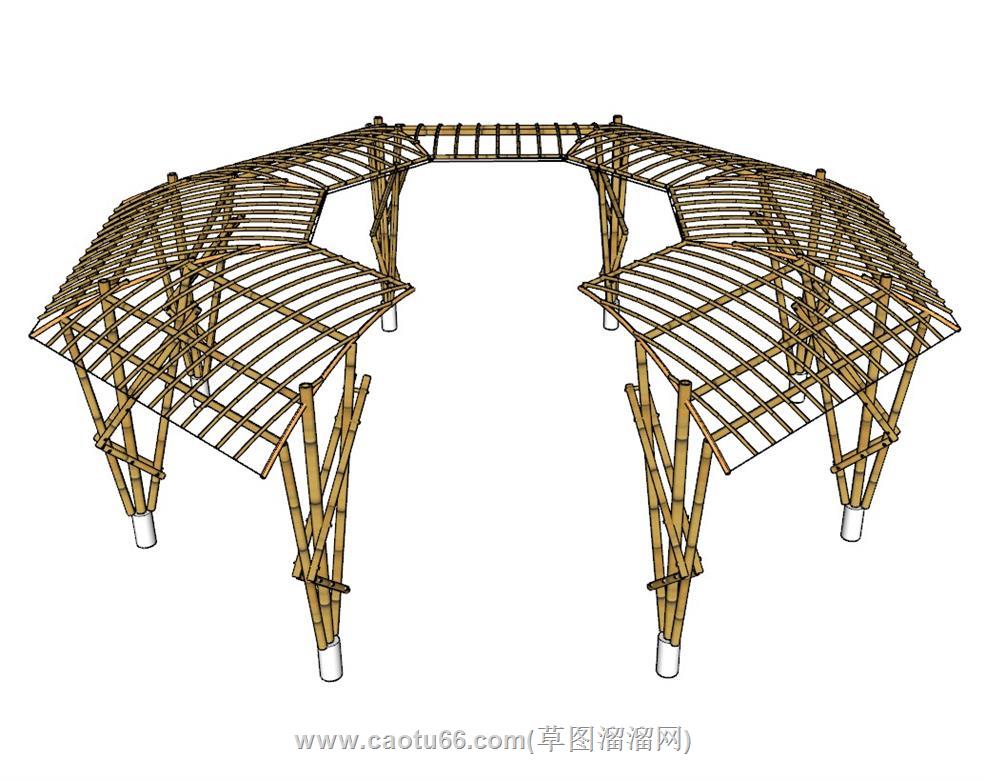 竹制廊架SU模型