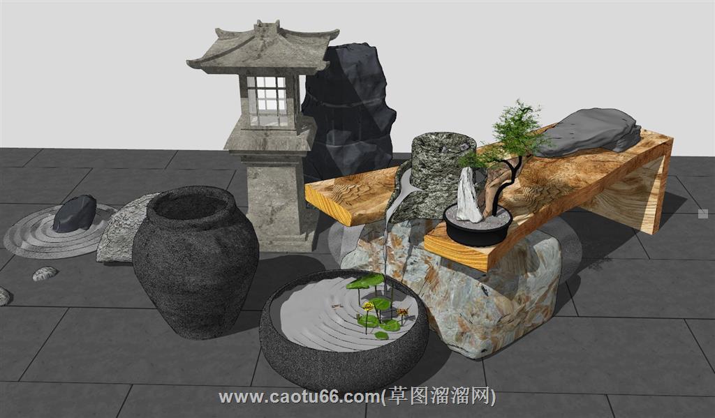 禅意庭院景观SU模型