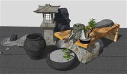 禅意庭院景观SU模型