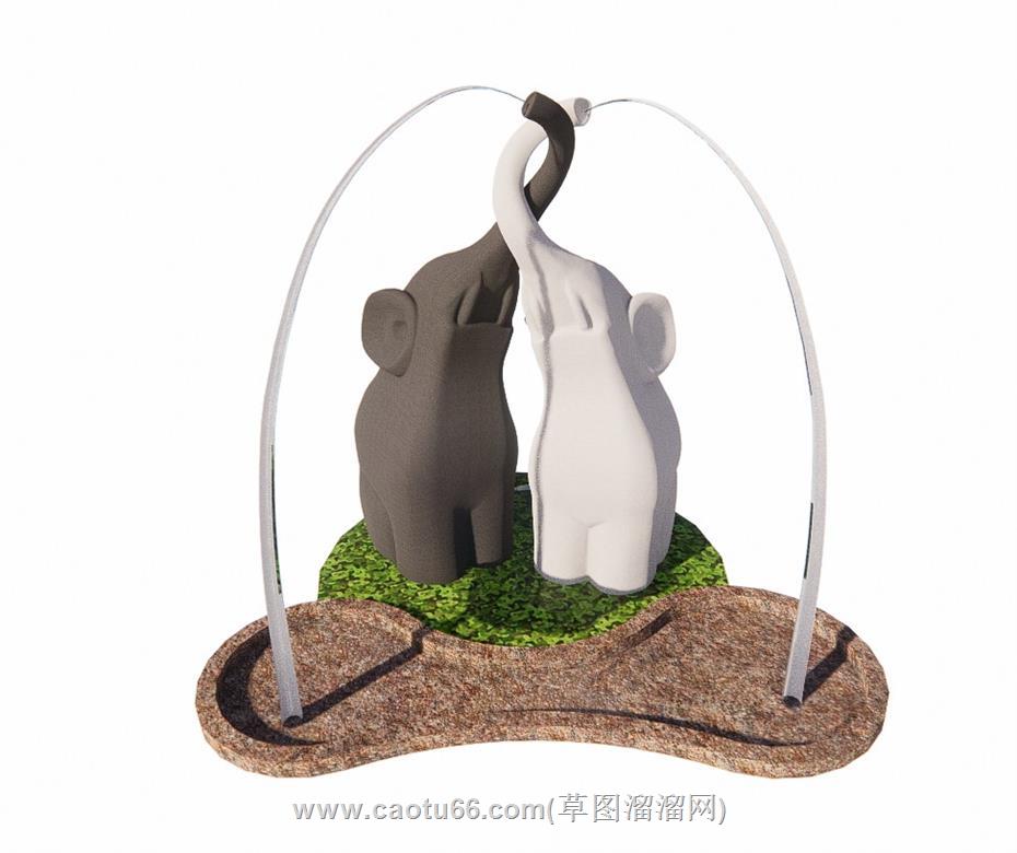 景观流水小品SU模型