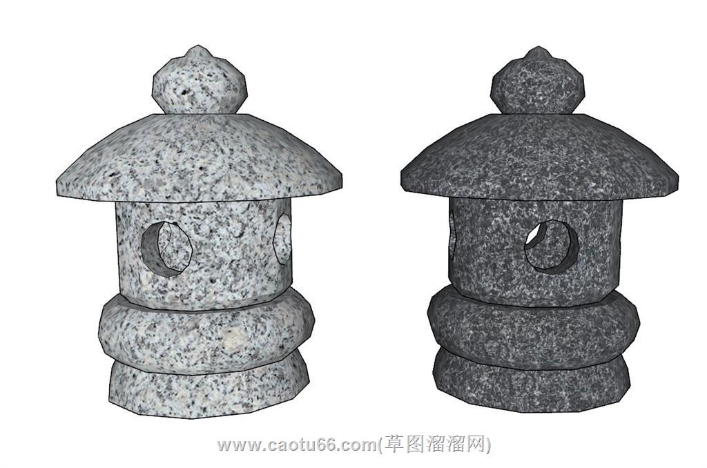 石灯笼庭院灯草坪灯SU模型