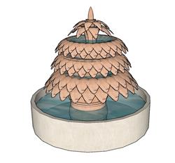 喷泉水池景观SU模型