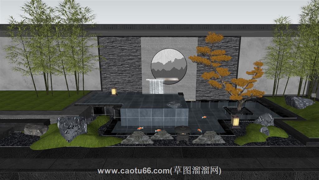中式庭院景观SU模型