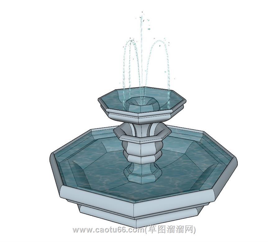 喷泉水池SU模型