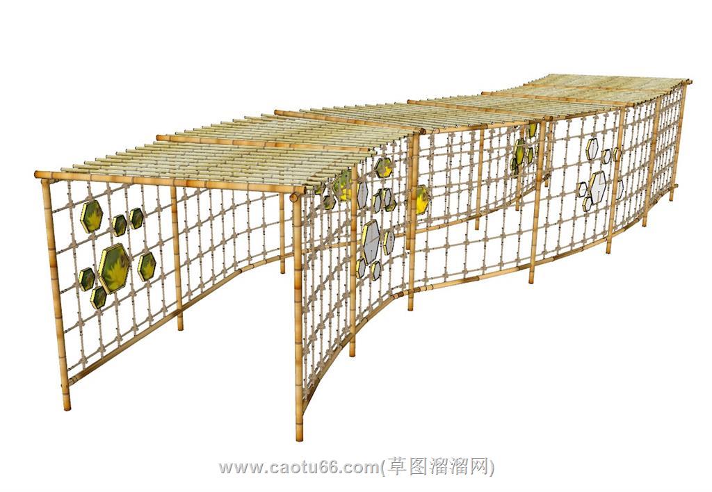 竹制廊架凉棚SU模型