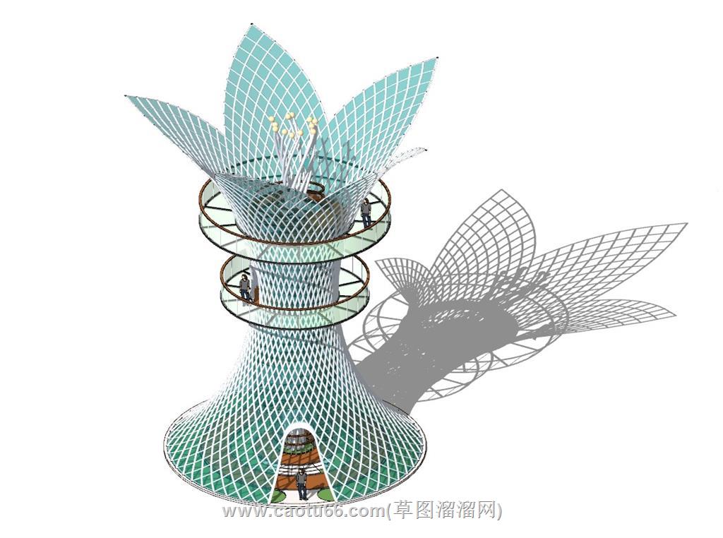 景观台花塔SU模型