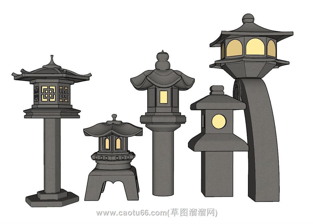 庭院灯石灯笼SU模型